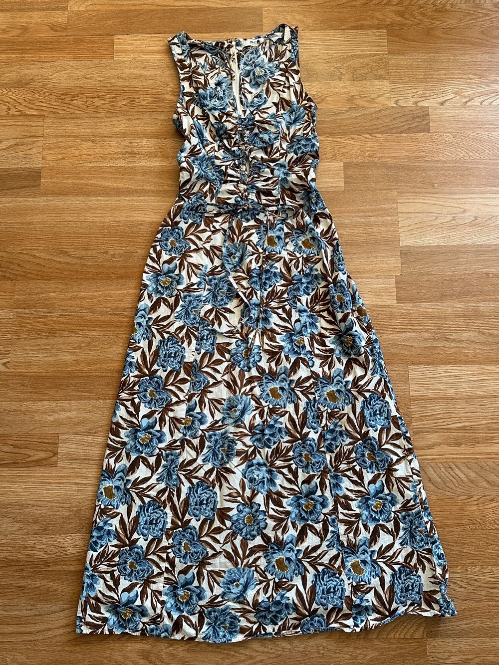 Madewell Blue and Brown Floral Maxi Dress